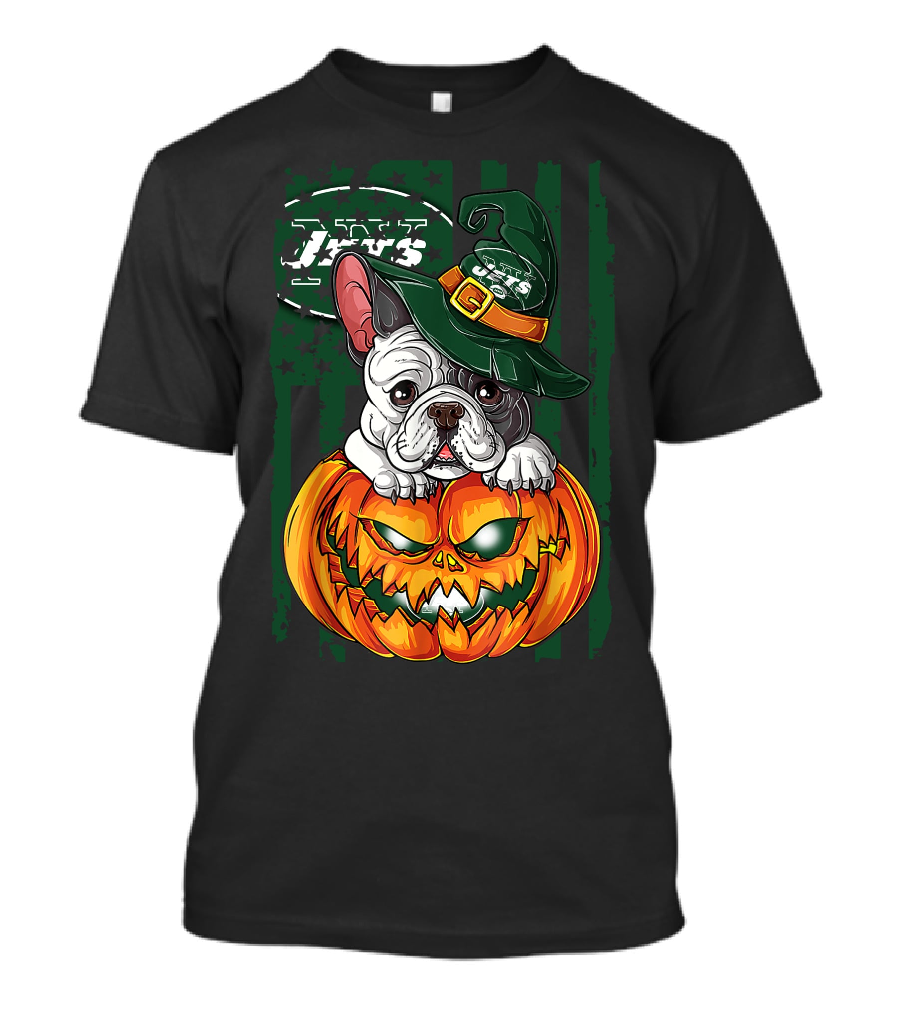 Hlw Bulldog New York Jets Halloween Pumpkin Wizard T-Shirt