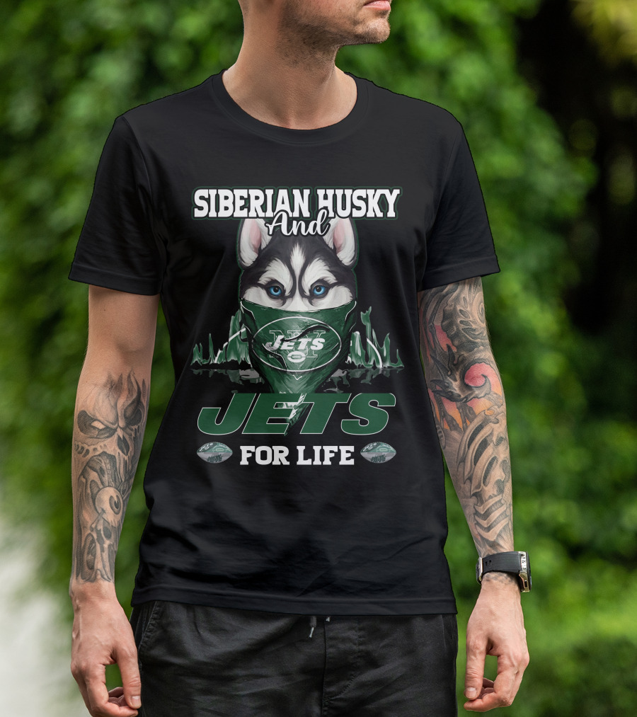 Siberian Husky And Jets For Life T-Shirt