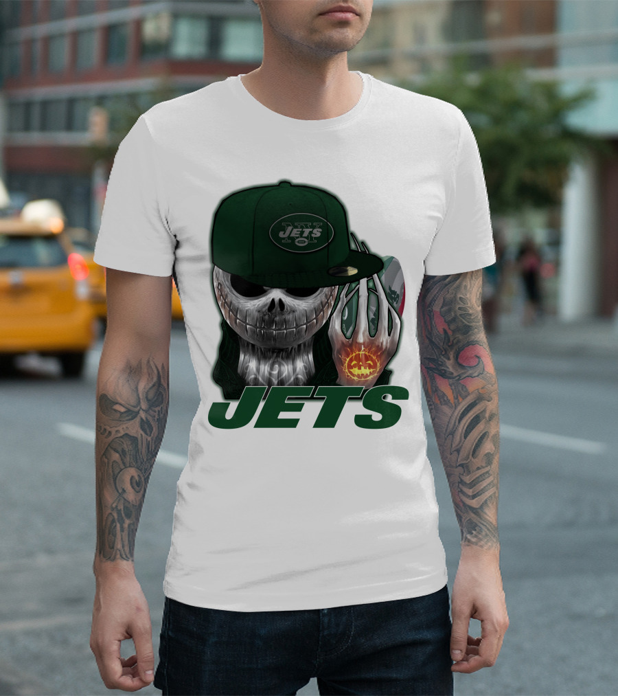 Jets Jackskull Halloween Football Fanatic T-Shirt