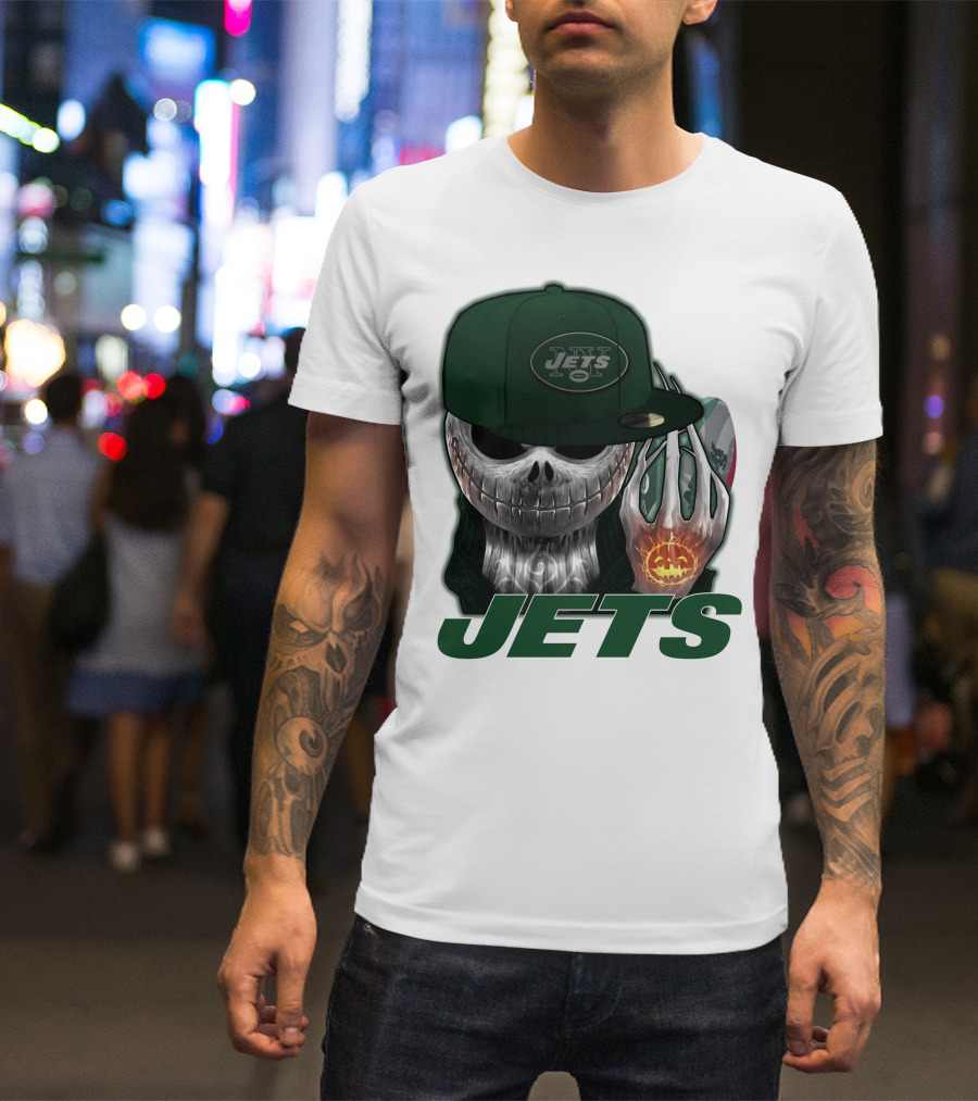 Jets Jackskull Halloween Football Fanatic T-Shirt