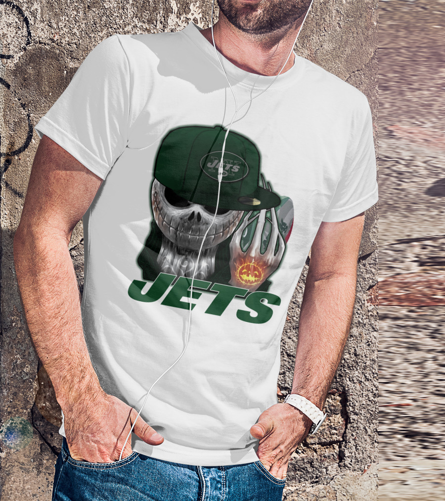 Jets Jackskull Halloween Football Fanatic T-Shirt