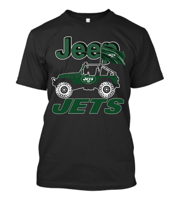 Jeep Jets New York Jets Logo With Jeep Illustration And Flag T-Shirt