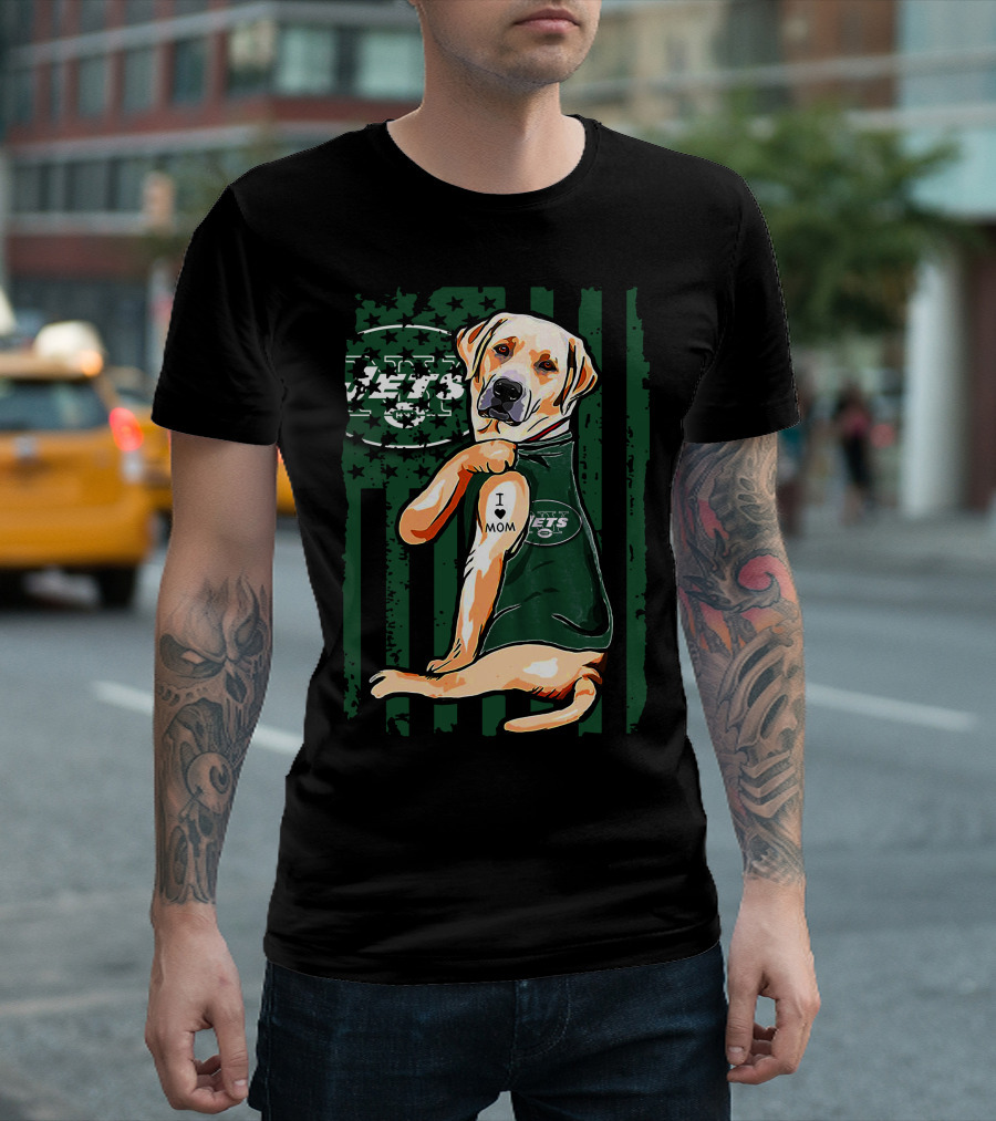 Labrador Retriever New York Jets I Love Mom T-Shirt