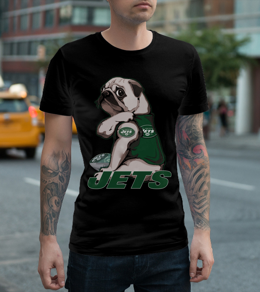Pug Jets New York Football Fan T-Shirt