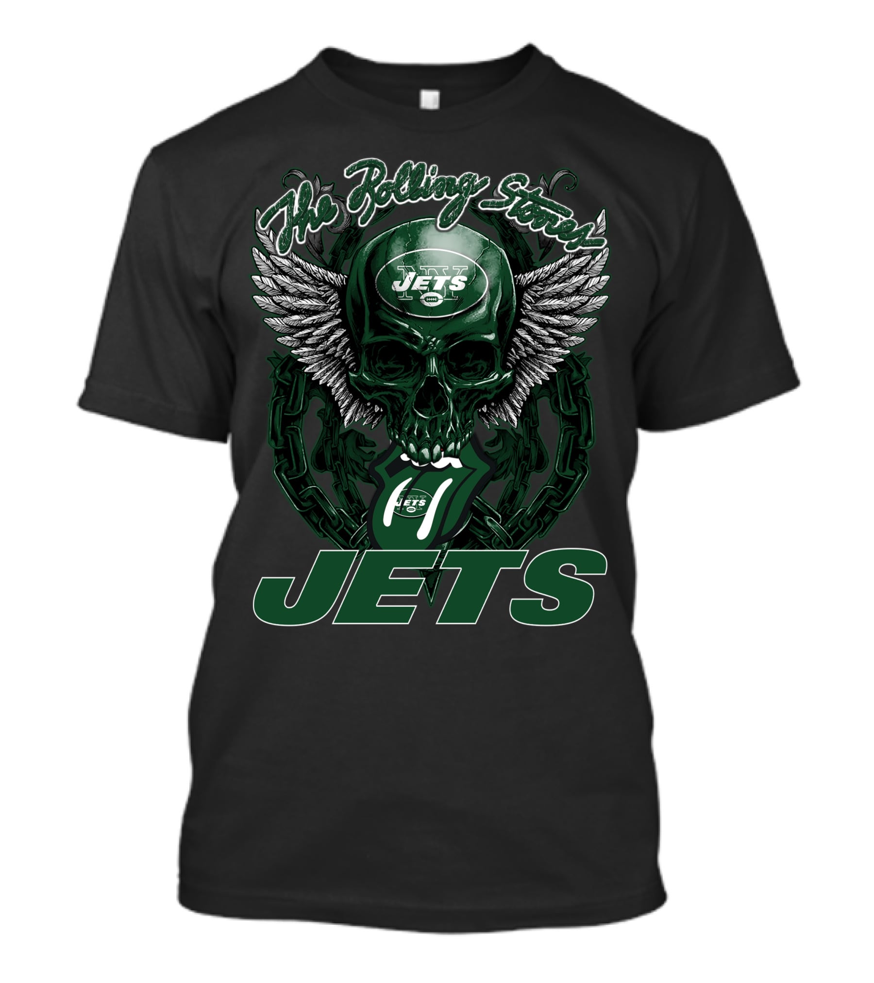 The Rolling Stones New York Jets Skull And Wings T-Shirt