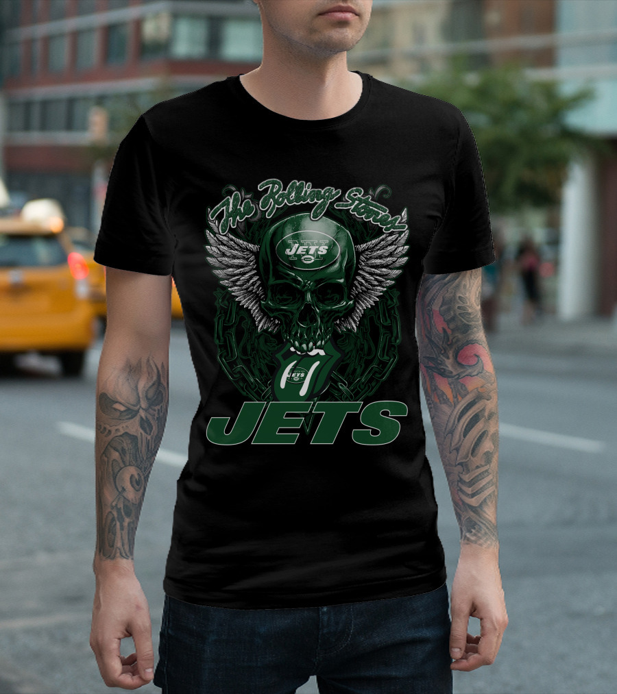 The Rolling Stones New York Jets Skull And Wings T-Shirt