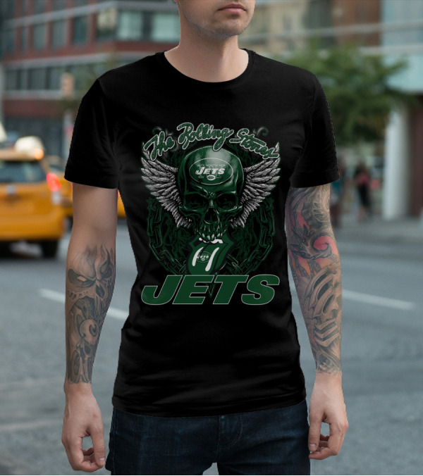 The Rolling Stones New York Jets Skull And Wings T-Shirt
