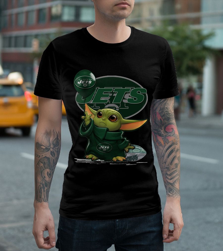 Yoda V1 New York Jets Football Yoda Balancing Jets Logos T-Shirt