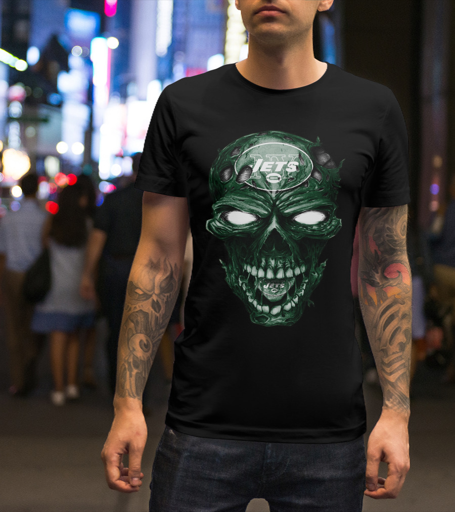 Skull V2 Jets New York NFL T-Shirt