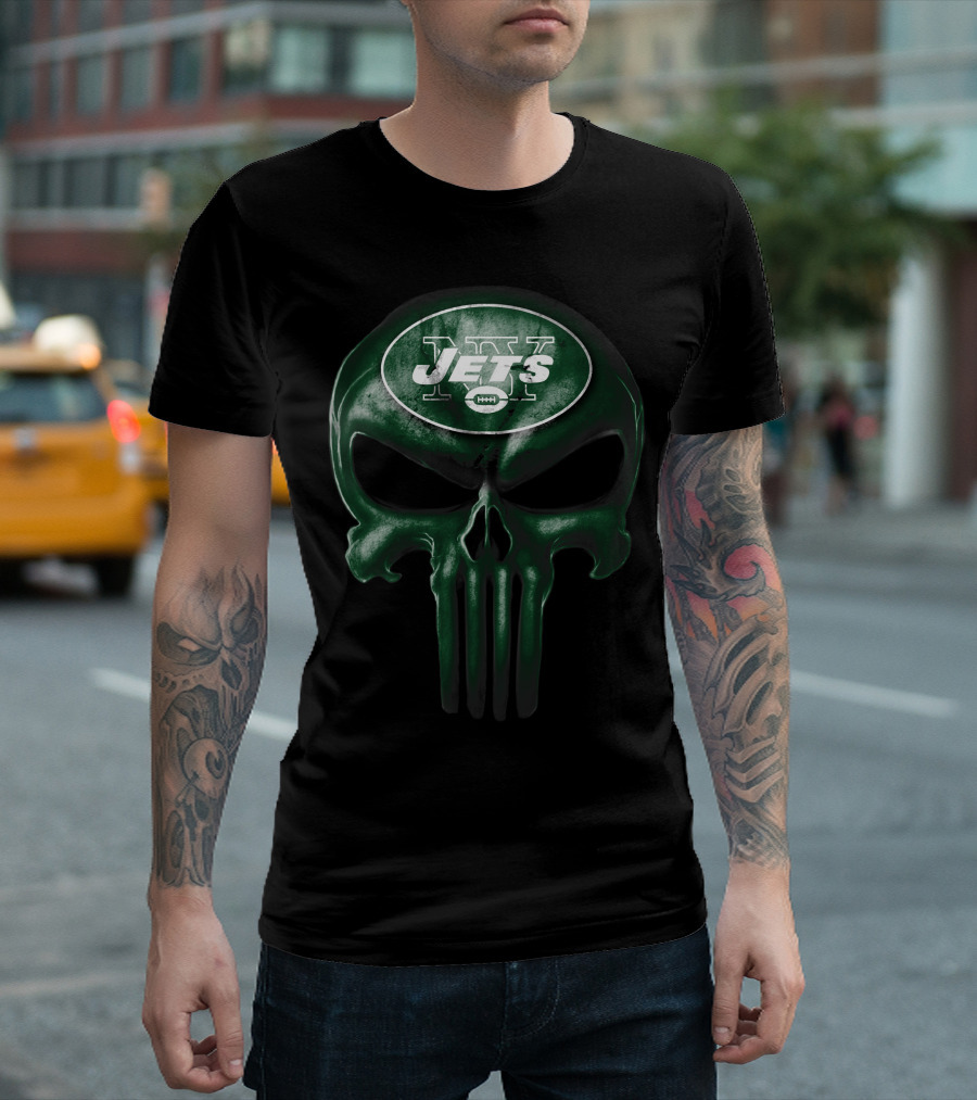 Skull V3 New York Jets NFL Logo Fusion T-Shirt