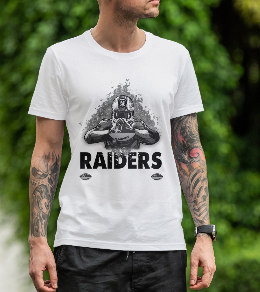 Raiders For Life Football Player Emblem T-Shirt