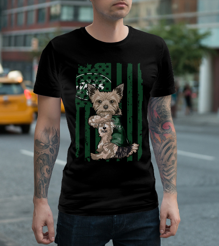 Yorkshire Terrier I Love Mom New York Jets T-Shirt