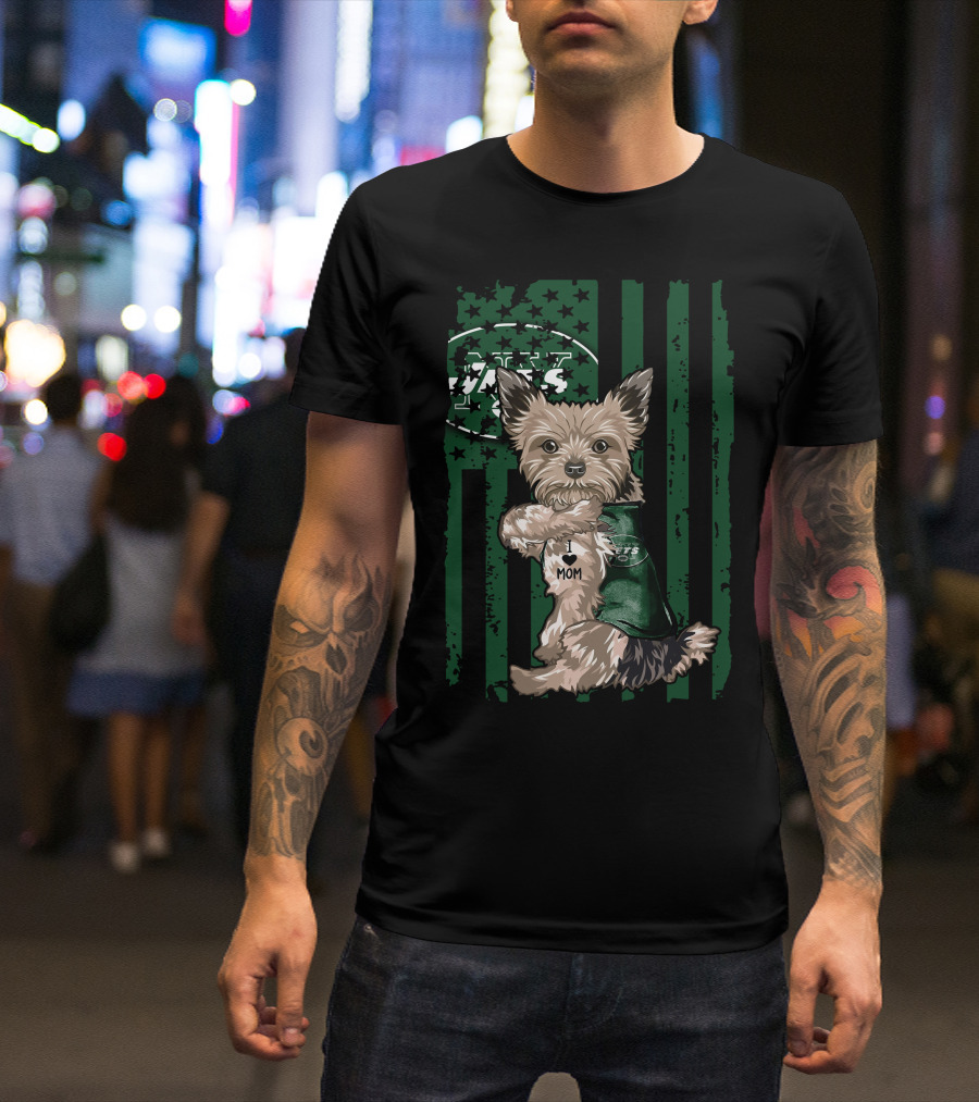 Yorkshire Terrier I Love Mom New York Jets T-Shirt