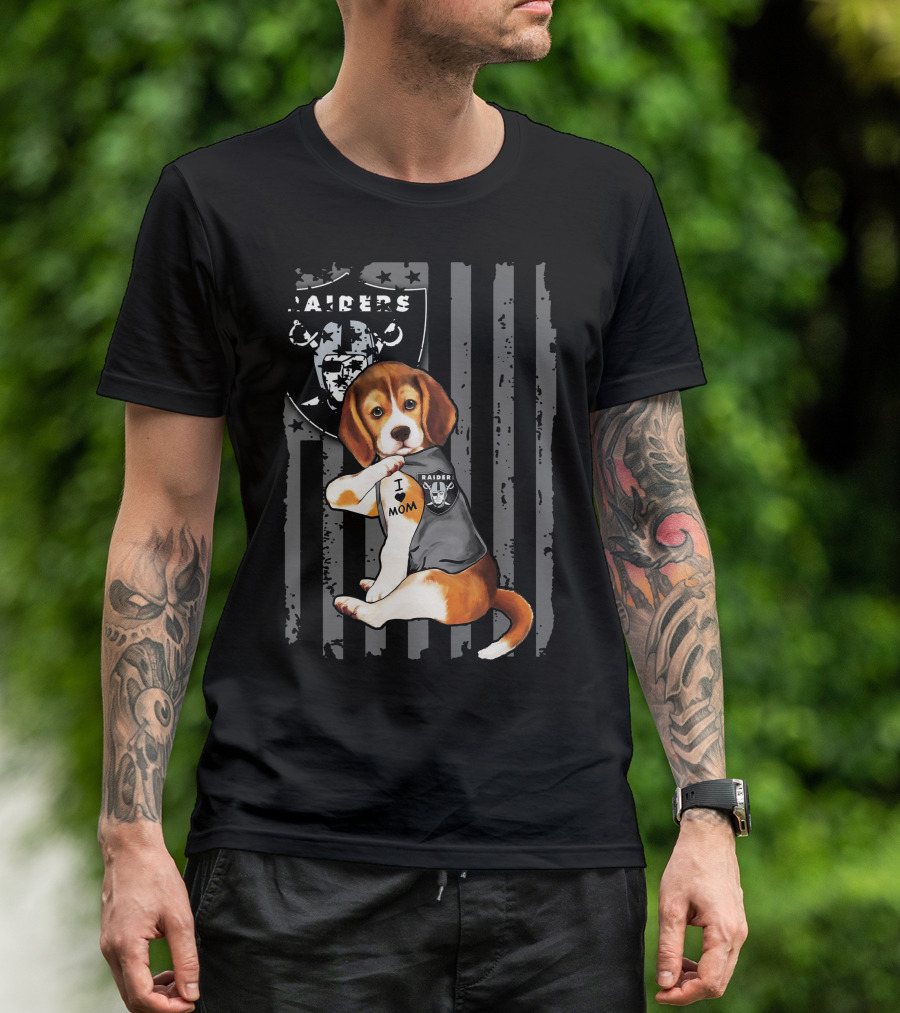 Beagle Raiders I Love Mom NFL Fan T-Shirt