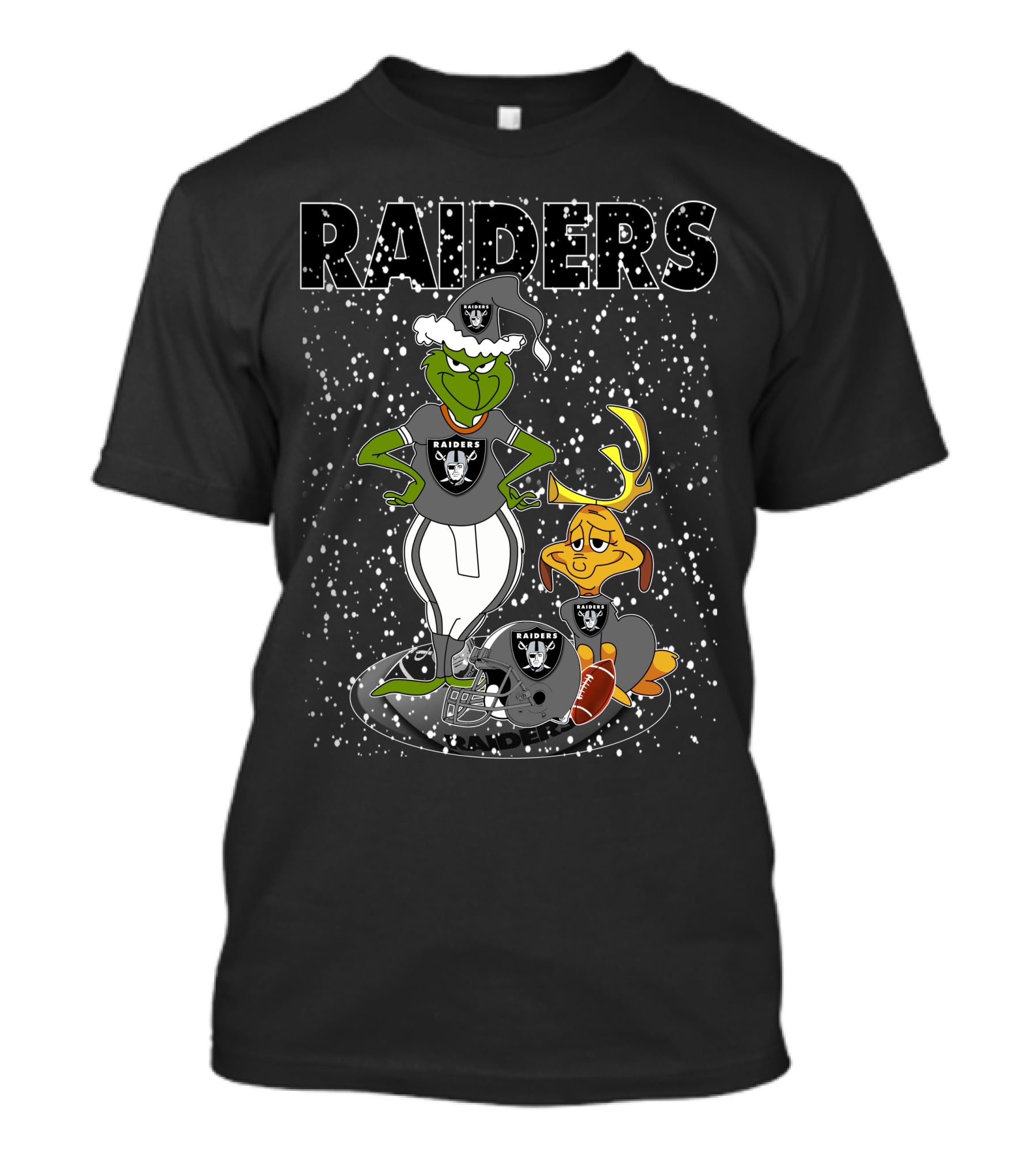 Grinchxmas Raiders Christmas Grinch With Raiders Logo Snowflakes T-Shirt