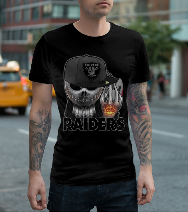 Jackskull Raiders Halloween Skull Holding Pumpkin T-Shirt