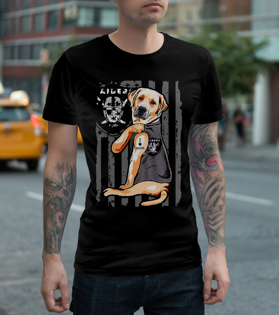 Labrador Retriever I Love Mom with Raiders Shield T-Shirt