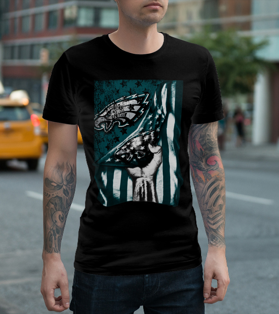 Philadelphia Eagles American Flag Fist Emblem T-Shirt