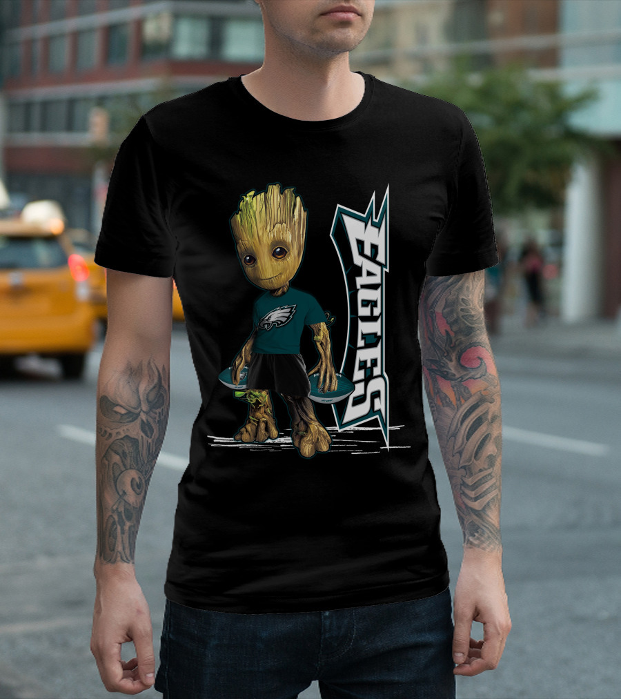 Groot Philadelphia Eagles Football Team Fan Character NFL T-Shirt