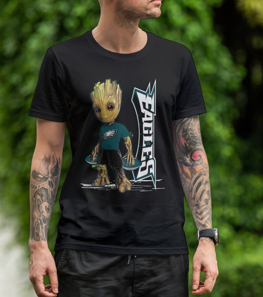 Groot Philadelphia Eagles Football Team Fan Character NFL T-Shirt