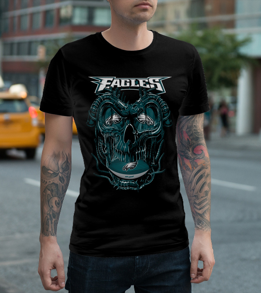 Philadelphia Eagles Dragonskull Fusion With Iconic Football Elements T-Shirt