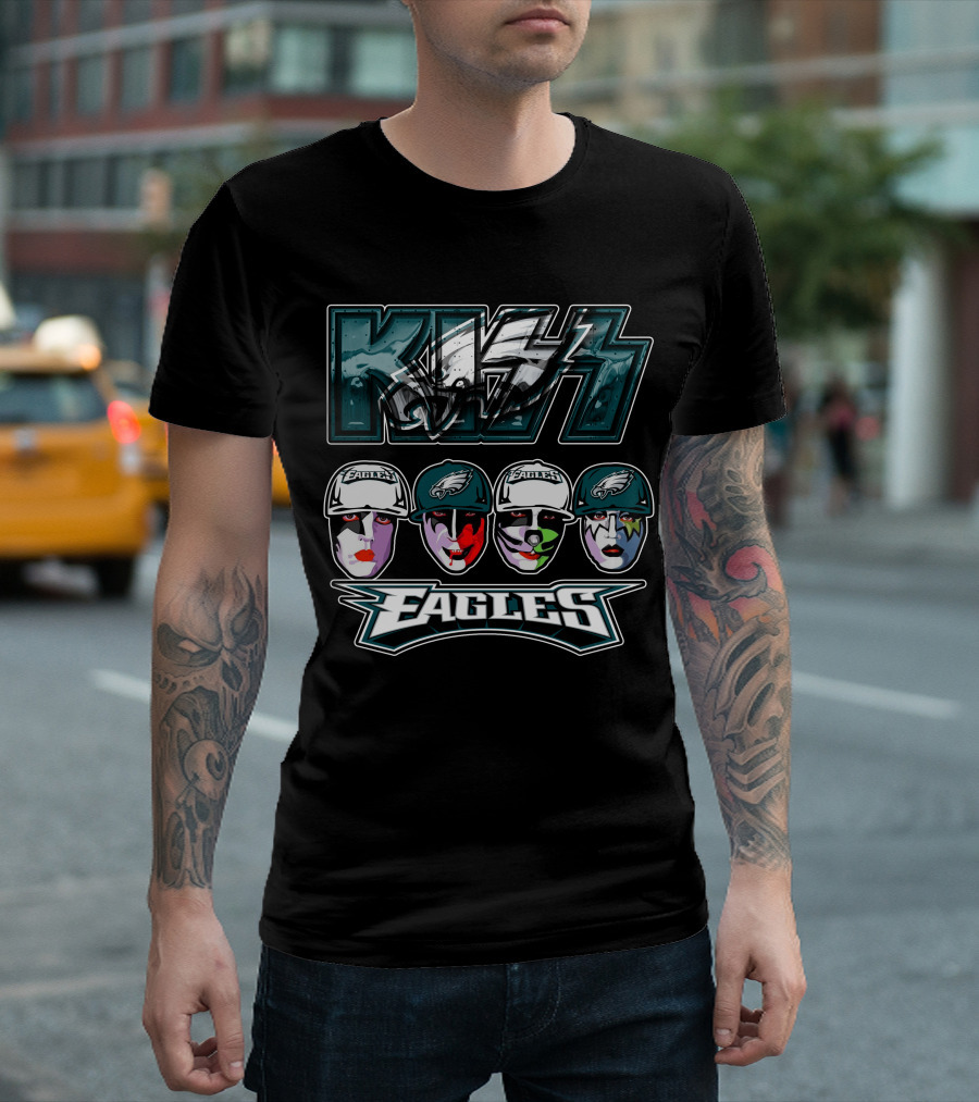 Kiss Band Meets Philadelphia Eagles Face Paint Fans T-Shirt