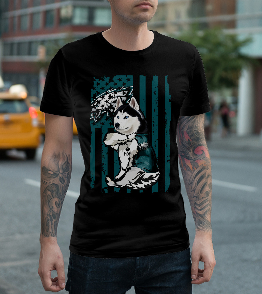 Philadelphia Eagles Siberian Husky Mom T-Shirt