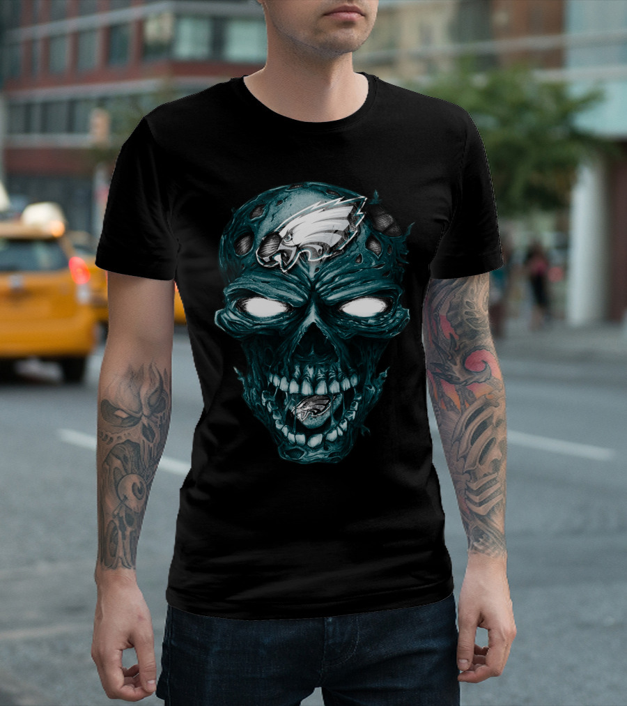 Skull V2 Philadelphia Eagles Zombie Face T-Shirt