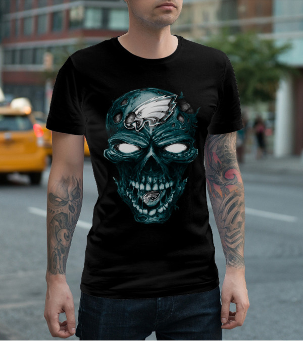 Skull V2 Philadelphia Eagles Zombie Face T-Shirt