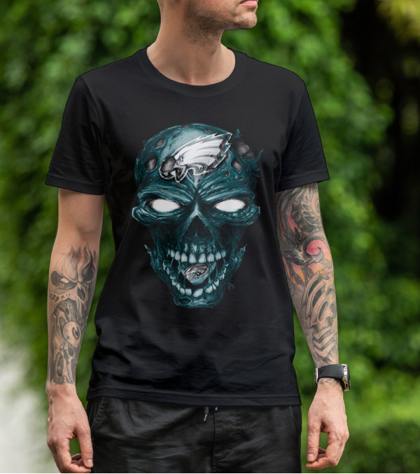 Skull V2 Philadelphia Eagles Zombie Face T-Shirt