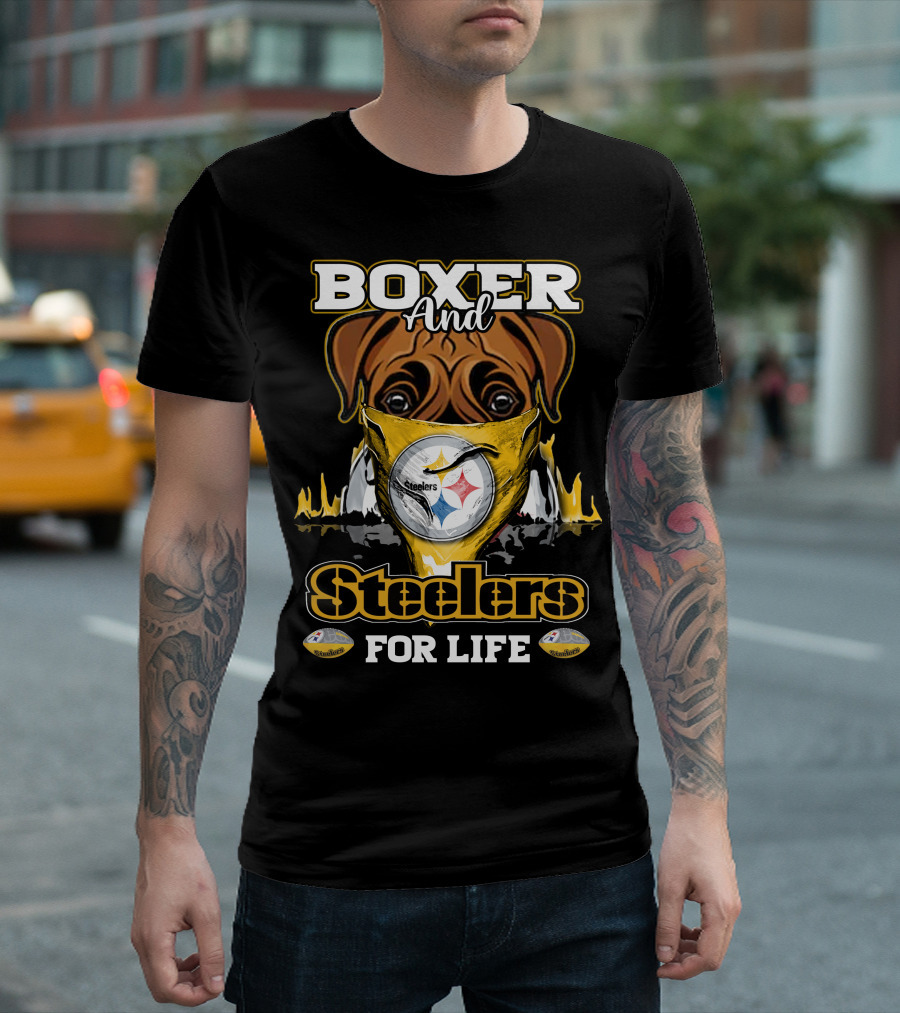 Boxer and Steelers for Life T-Shirt