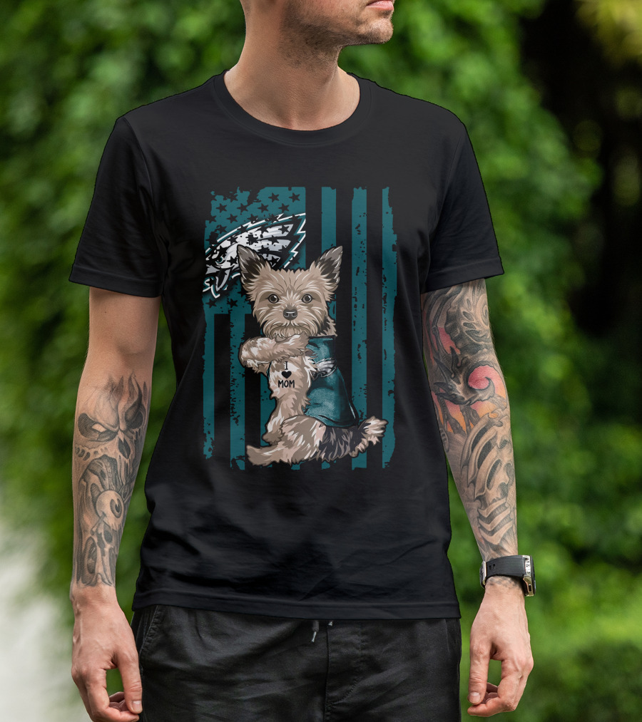 Yorkshire Terrier I Love Mom Philadelphia Eagles T-Shirt