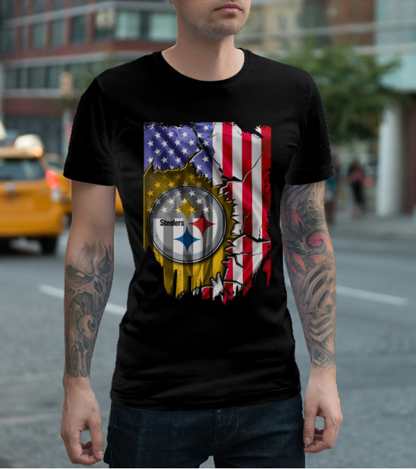 USA Flag Pittsburgh Steelers Logo V2 T-Shirt
