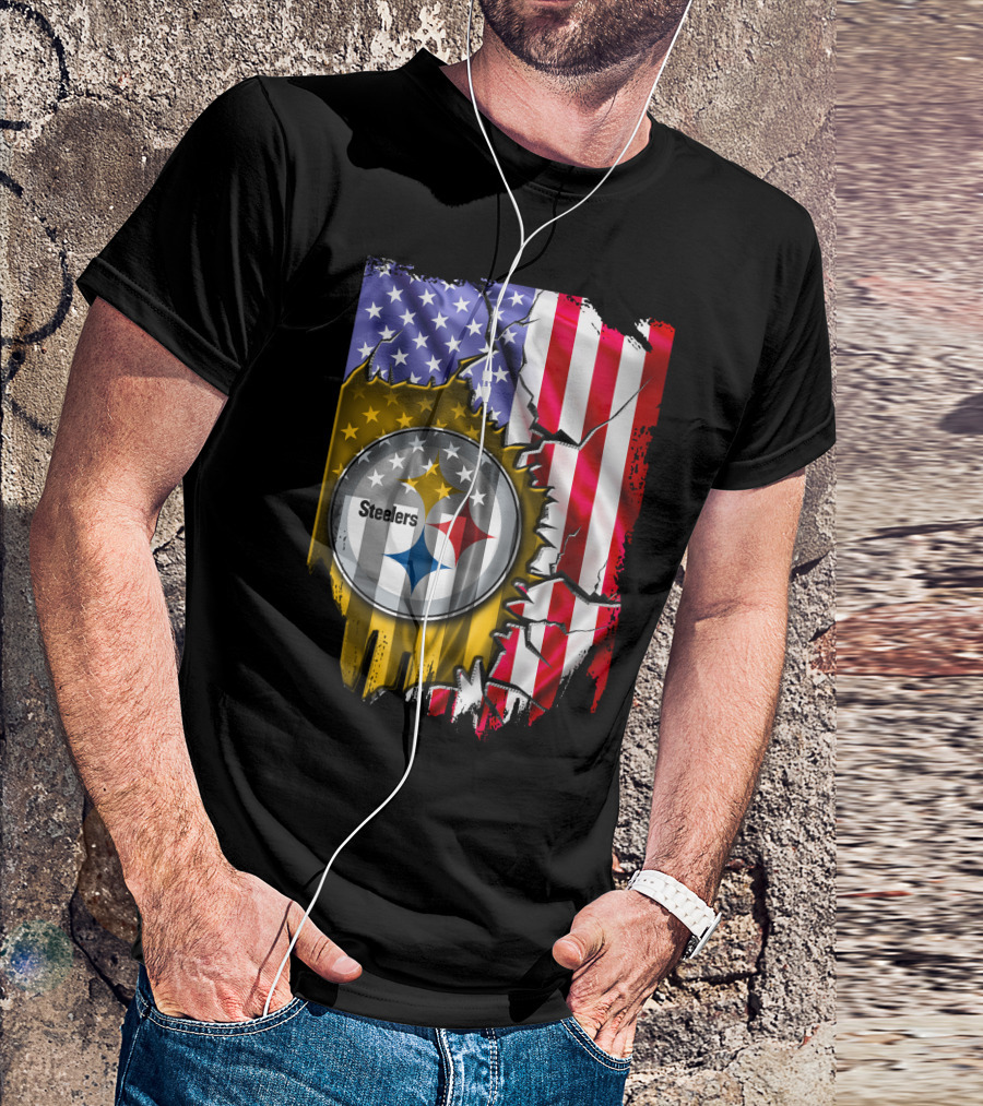 USA Flag Pittsburgh Steelers Logo V2 T-Shirt