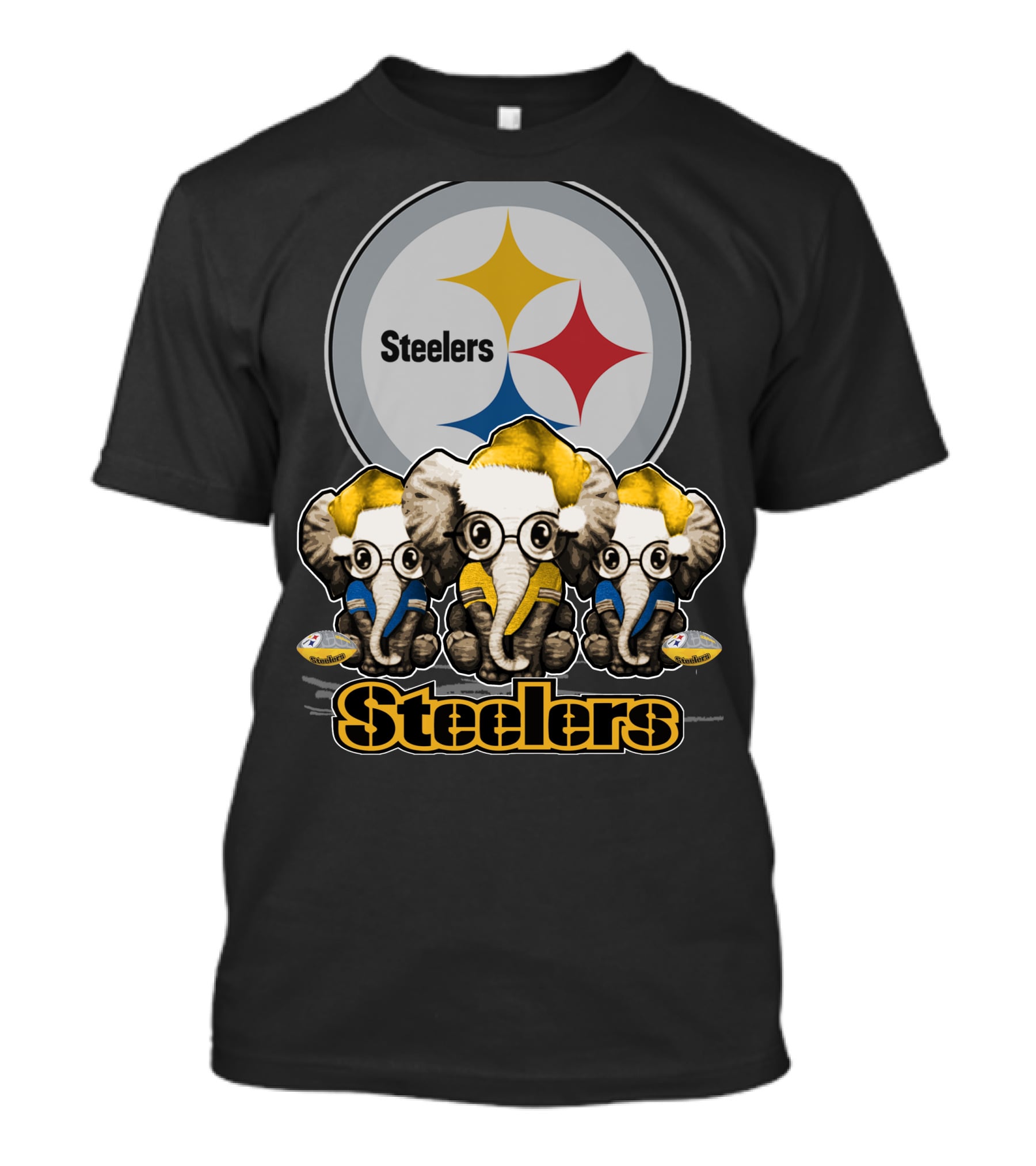 Pittsburgh Steelers Christmas Elephants T-Shirt