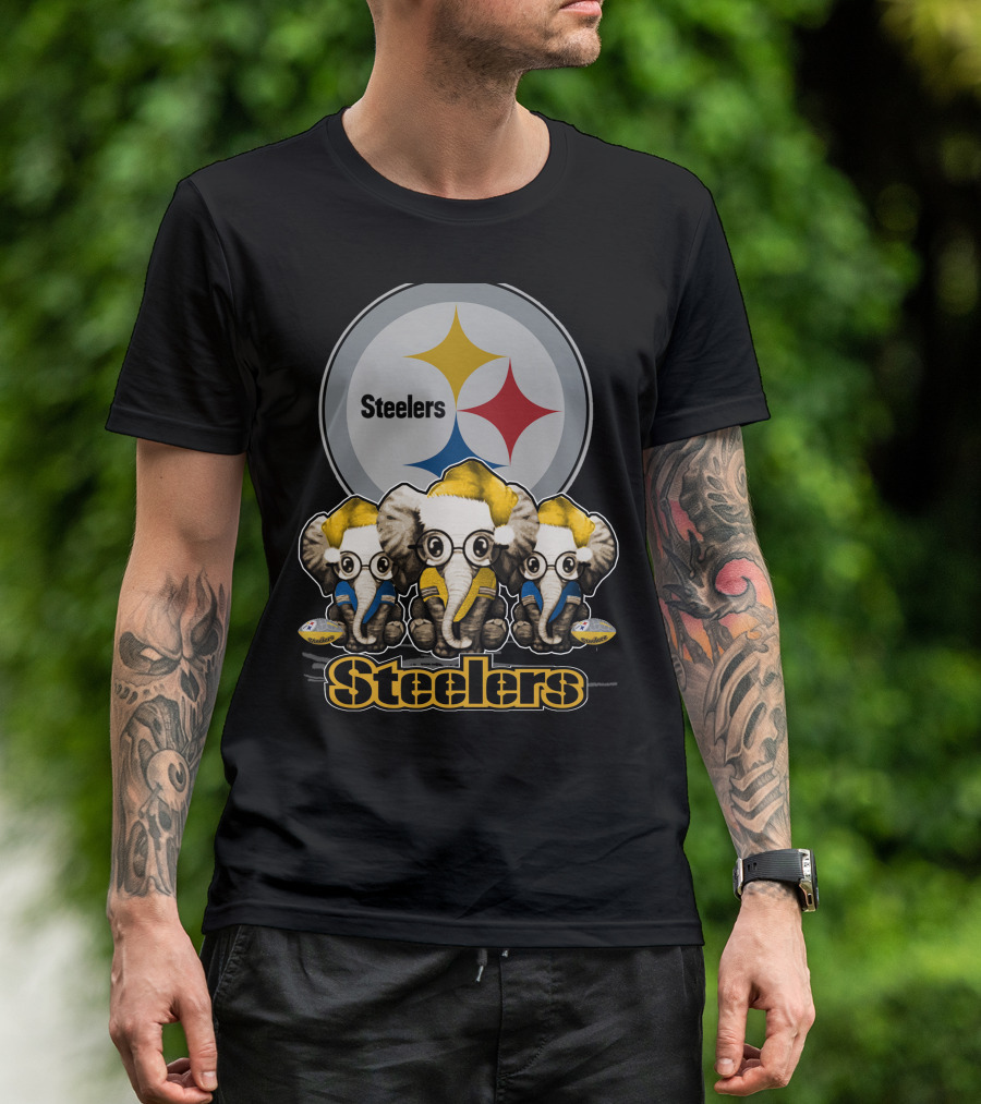 Pittsburgh Steelers Christmas Elephants T-Shirt