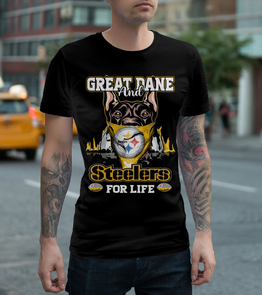 Great Dane and Steelers for Life T-Shirt