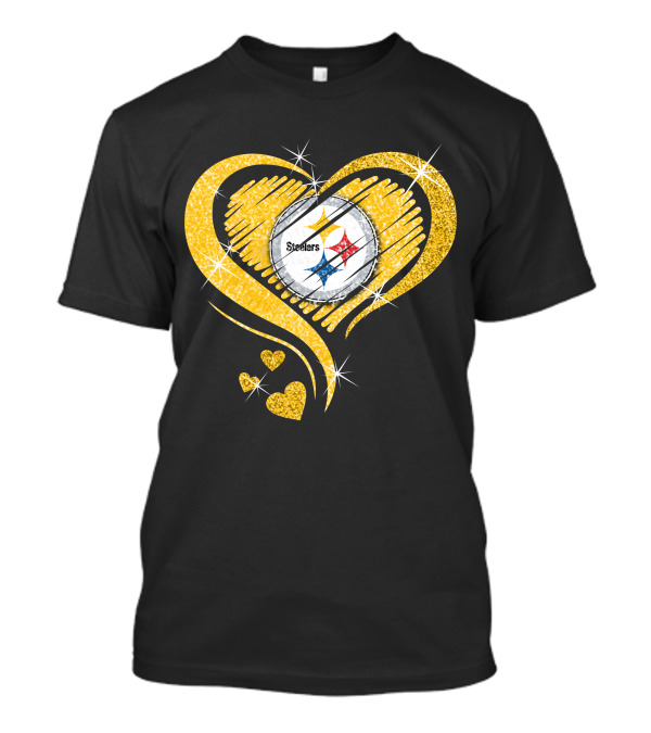 Pittsburgh Steelers Heart Diamond Sparkle T-Shirt