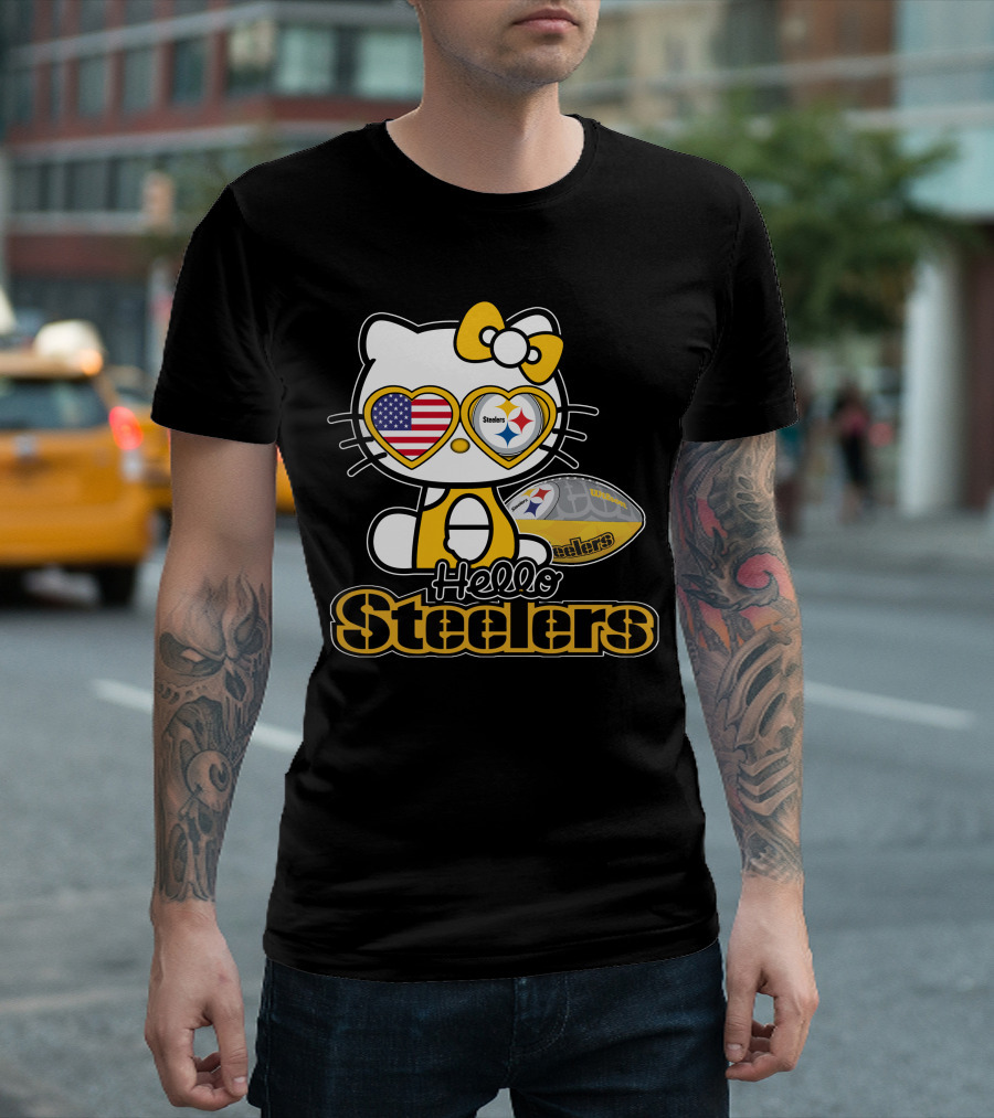 Hello Steelers Hello Kitty Pittsburgh Football T-Shirt