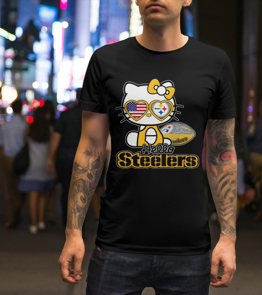 Hello Steelers Hello Kitty Pittsburgh Football T-Shirt