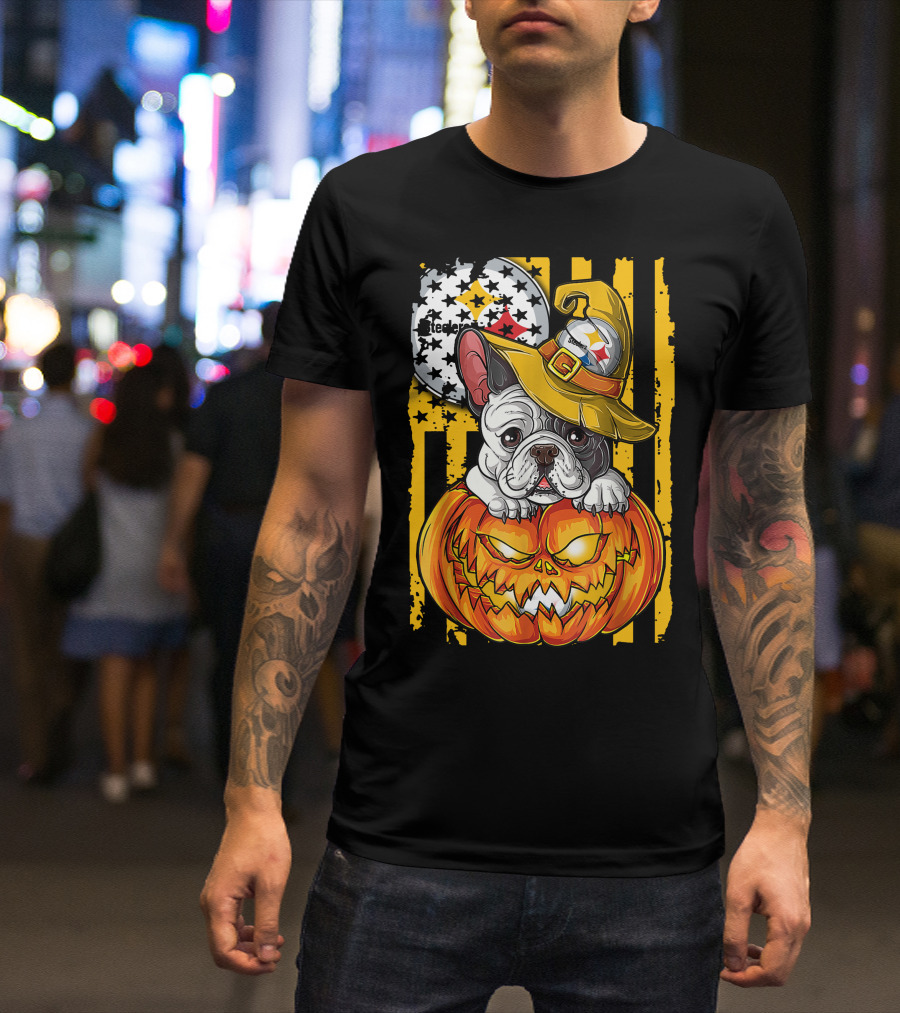 Steelers Bulldog Halloween Pumpkin Pittsburgh T-Shirt