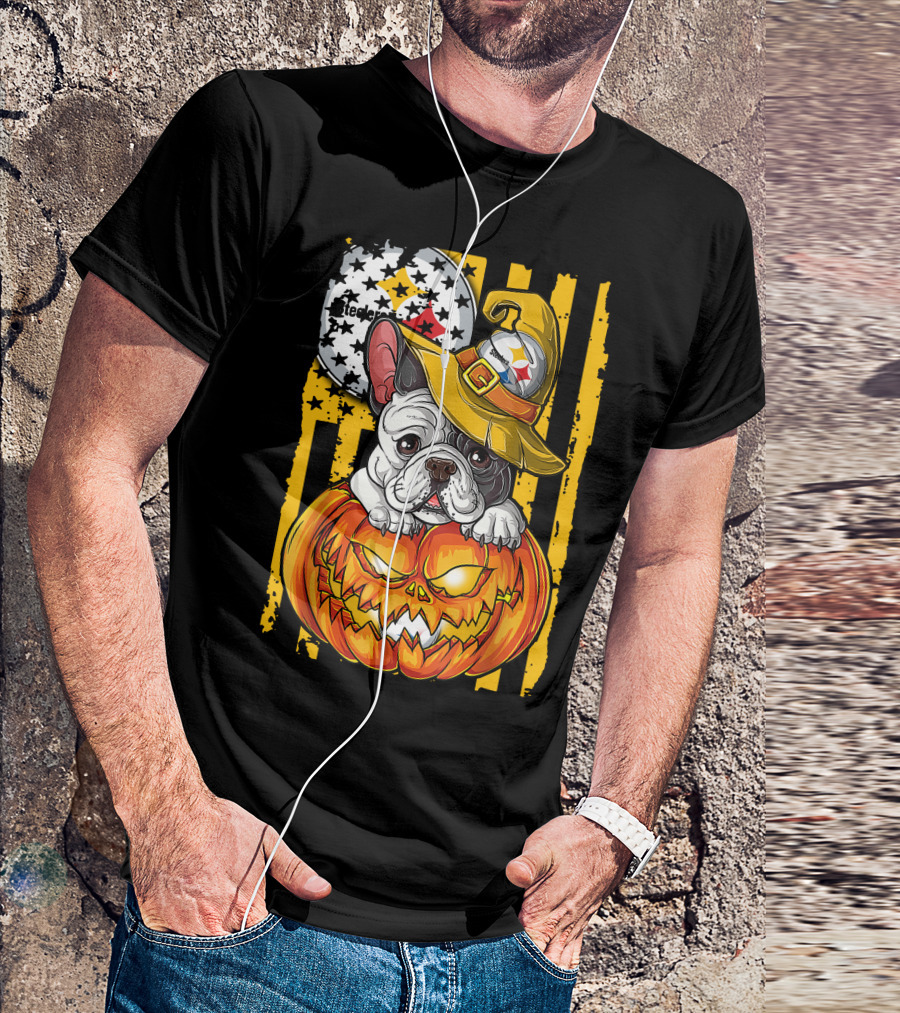 Steelers Bulldog Halloween Pumpkin Pittsburgh T-Shirt