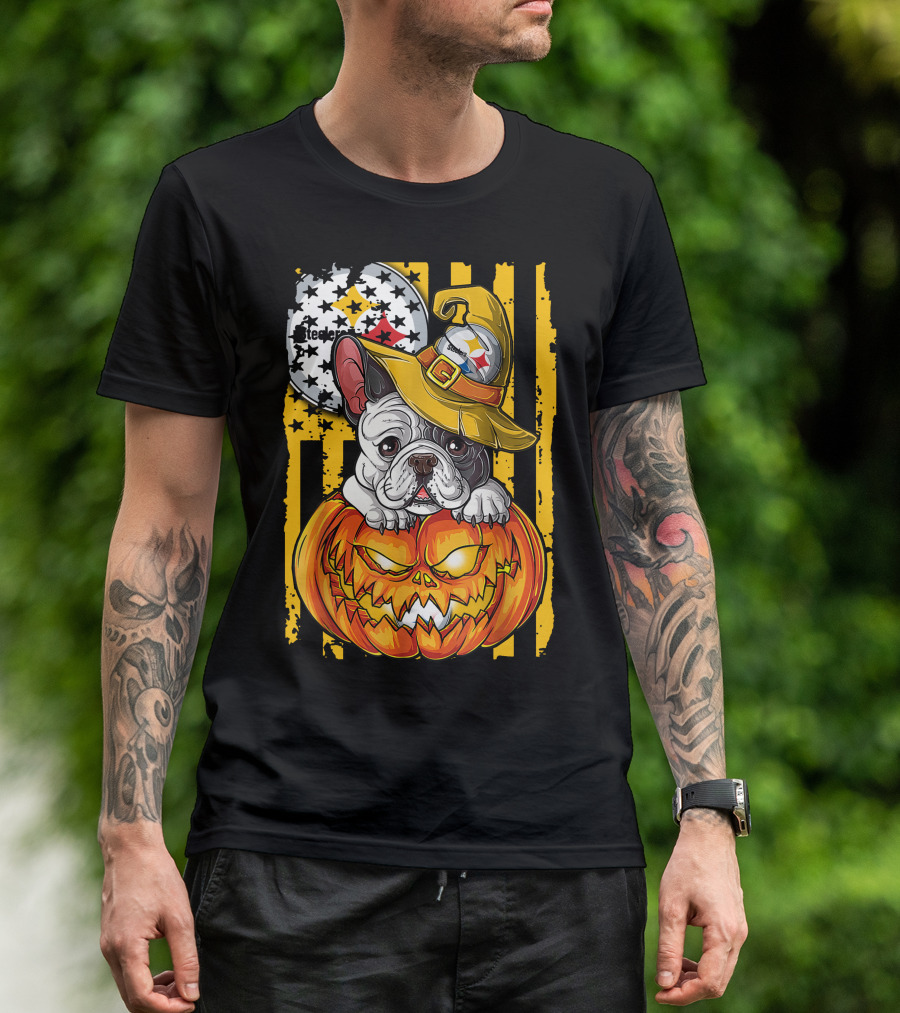 Steelers Bulldog Halloween Pumpkin Pittsburgh T-Shirt