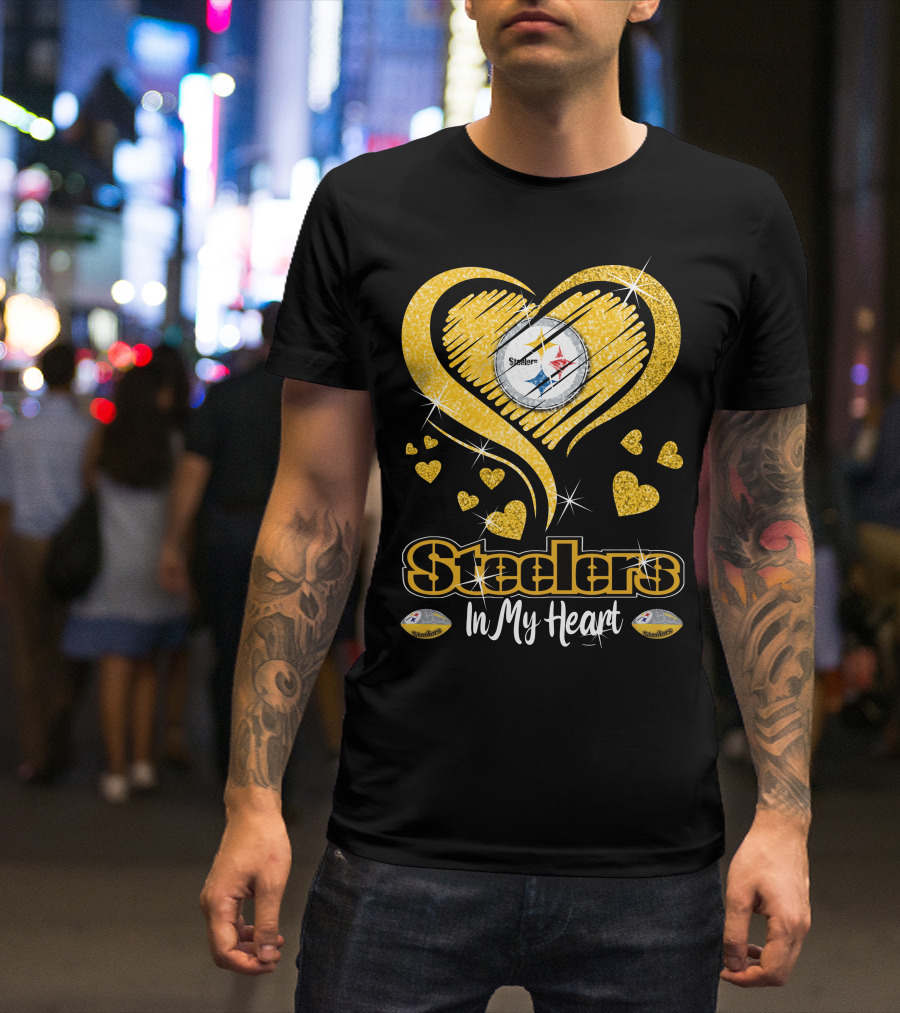 Steelers In My Heart Pittsburgh Sparkling Heart T-Shirt