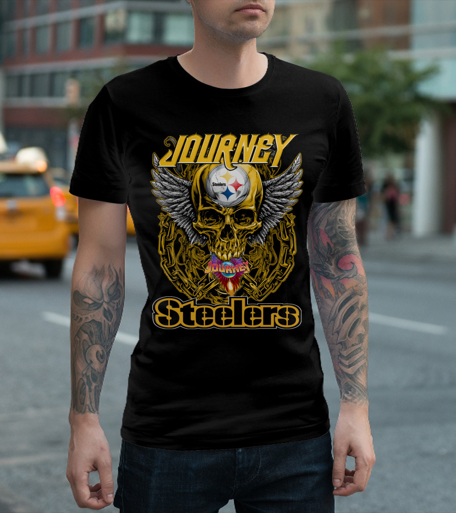 Journey Steelers Skull Wings Chain T-Shirt