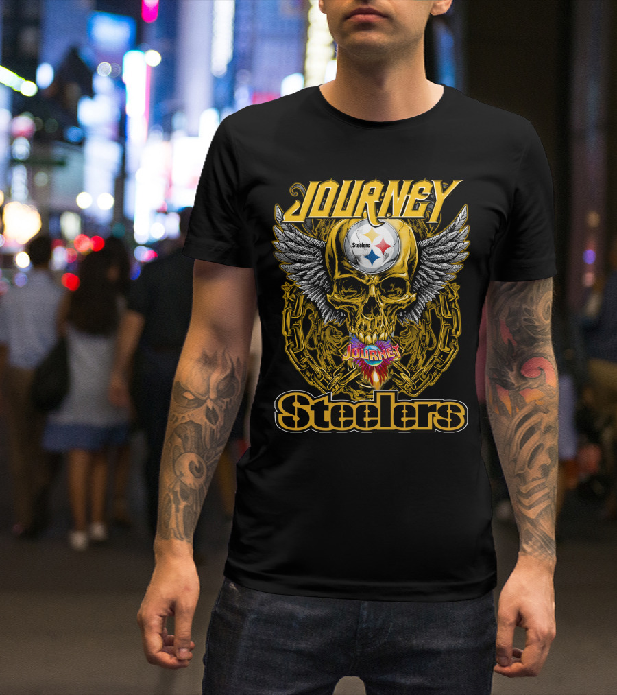 Journey Steelers Skull Wings Chain T-Shirt