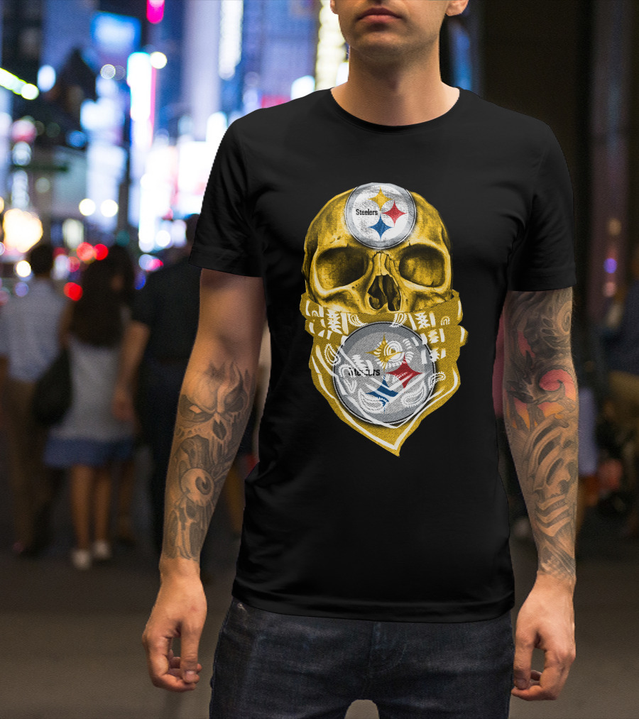 Skull V5 Steelers Bandana Logo Football Fan Gear T-Shirt