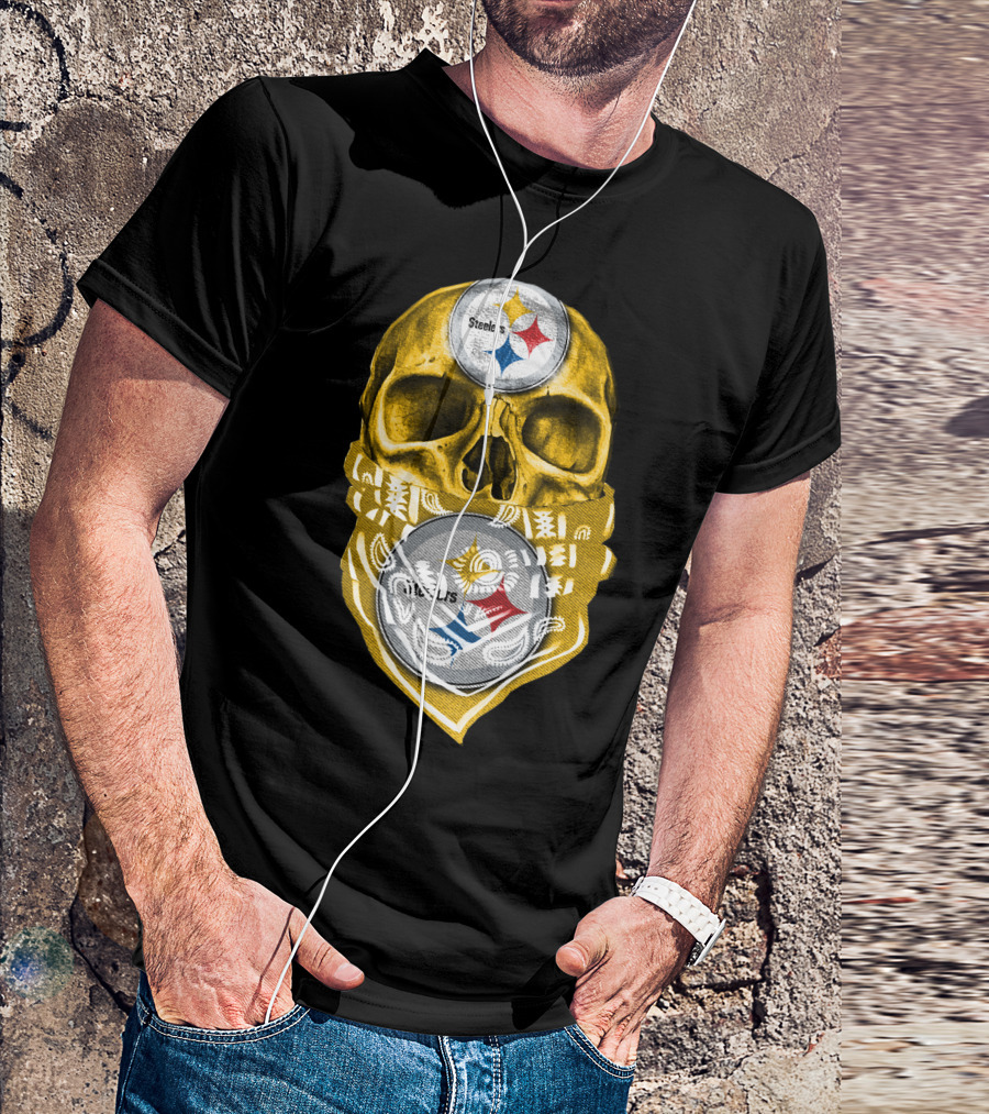 Skull V5 Steelers Bandana Logo Football Fan Gear T-Shirt