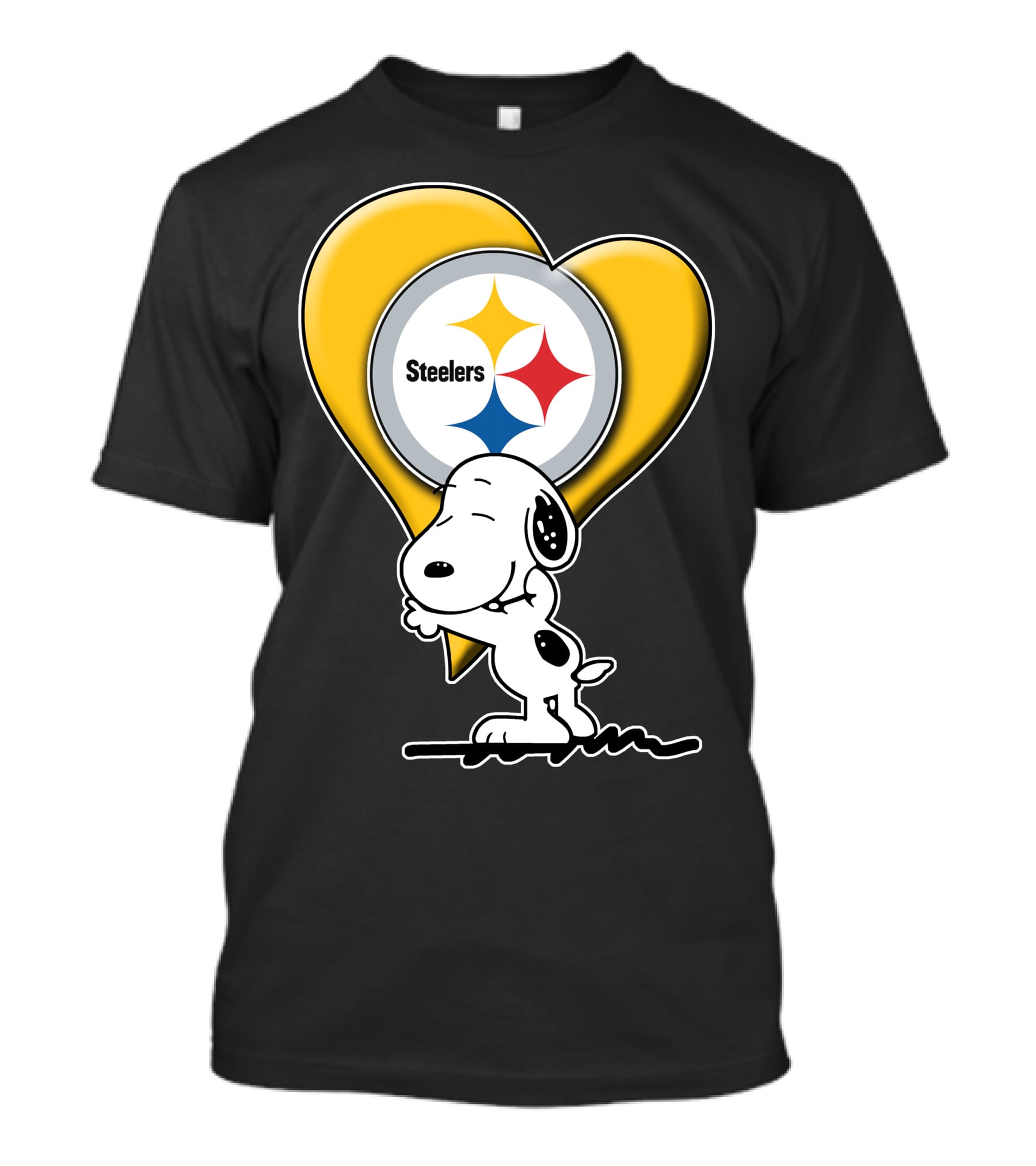 Snoopy Hugging Heart Steelers Logo Pittsburgh Steelers Fan Gear T-Shirt