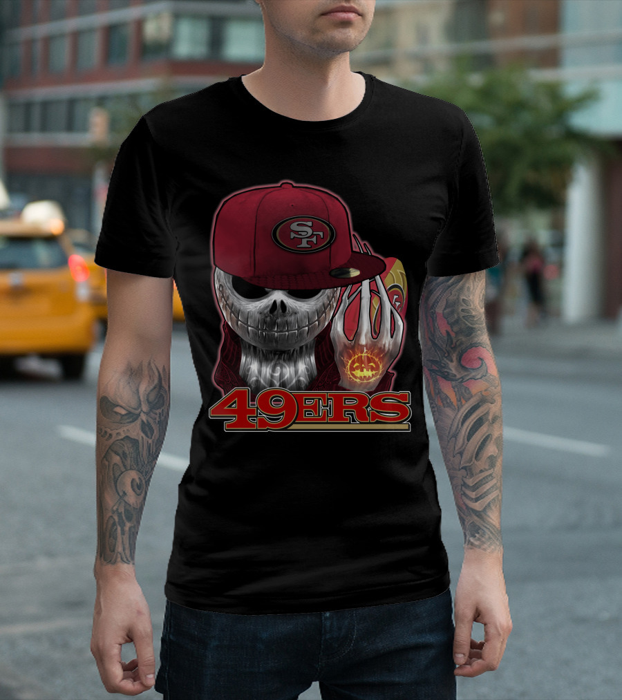 Jackskull 49ers SF Pumpkin Halloween Football T-Shirt